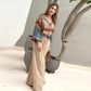 Conjunto de 2 piezas con top estampado y pantalones anchos
