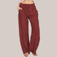 Pantalones anchos de lino y algodón de verano para mujer