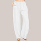 Pantalones anchos de lino y algodón de verano para mujer