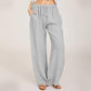Pantalones anchos de lino y algodón de verano para mujer
