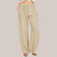 Pantalones anchos de lino y algodón de verano para mujer