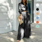 Elegante conjunto de dos piezas: top de manga larga con puños y pantalones de cintura alta
