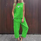 💕Nuevo producto de primavera y verano 2024 algodón, cáñamo, moda, ocio y relajación, dos juegos de blusas sin mangas, pantalones largos relajados, juegos de mujeres