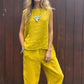 💕Nuevo producto de primavera y verano 2024 algodón, cáñamo, moda, ocio y relajación, dos juegos de blusas sin mangas, pantalones largos relajados, juegos de mujeres