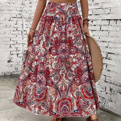 Falda larga de playa con estampado informal para mujer