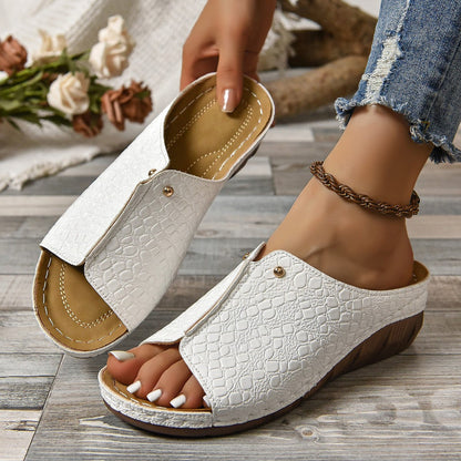 Peep Toe Slip on Sandalias de cuña para mujer