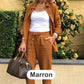 Conjunto de mujer de camisa y pantalón de manga larga de algodón y lino