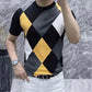 Top elegante con forma de diamante en contraste para hombres de talla grande