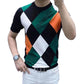 Top elegante con forma de diamante en contraste para hombres de talla grande