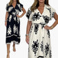 Vestido de verano con cuello en V y mangas con volantes de talla grande para mujer