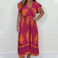 Vestido de verano con cuello en V y mangas con volantes de talla grande para mujer