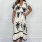 Vestido de verano con cuello en V y mangas con volantes de talla grande para mujer