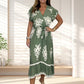 Vestido de verano con cuello en V y mangas con volantes de talla grande para mujer