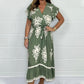 Vestido de verano con cuello en V y mangas con volantes de talla grande para mujer