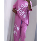 Conjunto casual de camiseta y pantalones de dos piezas de corte holgado para mujer