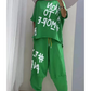Conjunto casual de camiseta y pantalones de dos piezas de corte holgado para mujer