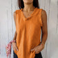 Camiseta sin mangas de lino y algodón para mujer