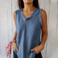 Camiseta sin mangas de lino y algodón para mujer