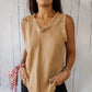 Camiseta sin mangas de lino y algodón para mujer