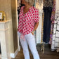 ✨49% de descuento en verano--Top casual estampado con cuello en V de manga corta
