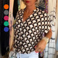 ✨49% de descuento en verano--Top casual estampado con cuello en V de manga corta