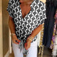 ✨49% de descuento en verano--Top casual estampado con cuello en V de manga corta
