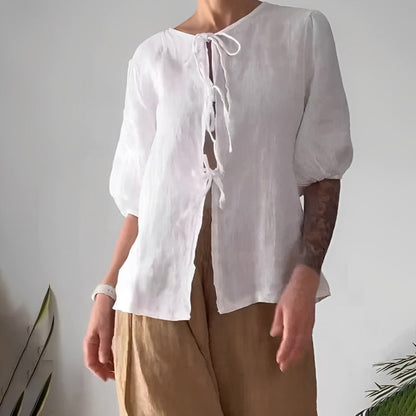 Conjunto de 2 piezas para mujer Top con lazo y pantalón