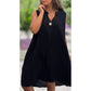 Vestido monocolor sin mangas con escote en V y adorno de botones