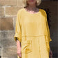 Vestido casual transpirable de color sólido de cuello redondo