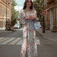 🌷🪻🥰Elegante vestido floral con cuello en V y cintura alta.