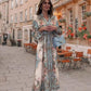 🌷🪻🥰Elegante vestido floral con cuello en V y cintura alta.