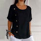 Blusa con botones laterales y cuello redondo para mujer💖