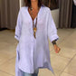 🔥50% de descuento🔥Camisa de verano de algodón y lino con cuello en V