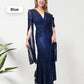 Vestido de noche con escote en V y dobladillo plisado y lentejuelas