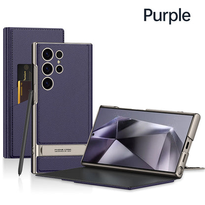 Funda de teléfono con tarjetero y soporte plegable para Samsung S24Ultra