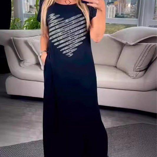 【📦Compre 2 envío gratis📦】Vestido Largo de Camiseta Con Aberturas Laterales