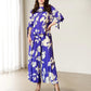 【👗amado por millones👗】Conjunto de 2 piezas de top con lazo floral y pantalón ancho