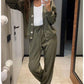 🔥Envío gratis🔥 Conjunto de dos piezas de chaqueta y pantalón abotonados de punto para mujer
