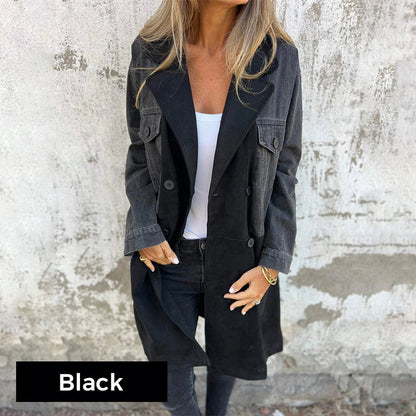 Abrigo vaquero con cuello y diseño patchwork