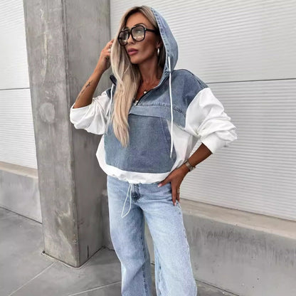 🍃41% de descuento en ofertas de otoño/invierno🔥💝Chaqueta Vaquera con Capucha y Cordón para Mujer