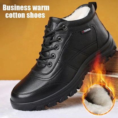 Zapatos de cuero para hombre, gruesos y cálidos