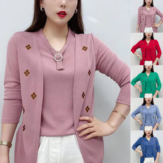 🍂Elegante top de mujer con estampado de flores y escote en V 🔥Compre 2 envío gratis🔥