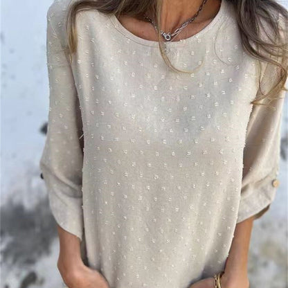 Blusa Casual para Mujer con Cuello Redondo y Estampado Jacquard