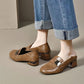 Zapatos de tacón grueso con punta redonda para mujer