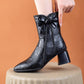 Bonito regalo * Botas para Mujer con Tacón Grueso y Lazos