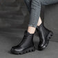 Botas Cortas Cálidas de Cuero PU Retro para Mujer