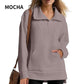 🔥Especiales otoño/invierno🔥Suéter con solapa y media cremallera con dobladillo alto para mujer