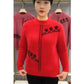 Jersey de punto estampado de cuello alto para mujer