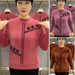 Jersey de punto estampado de cuello alto para mujer