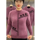 Jersey de punto estampado de cuello alto para mujer